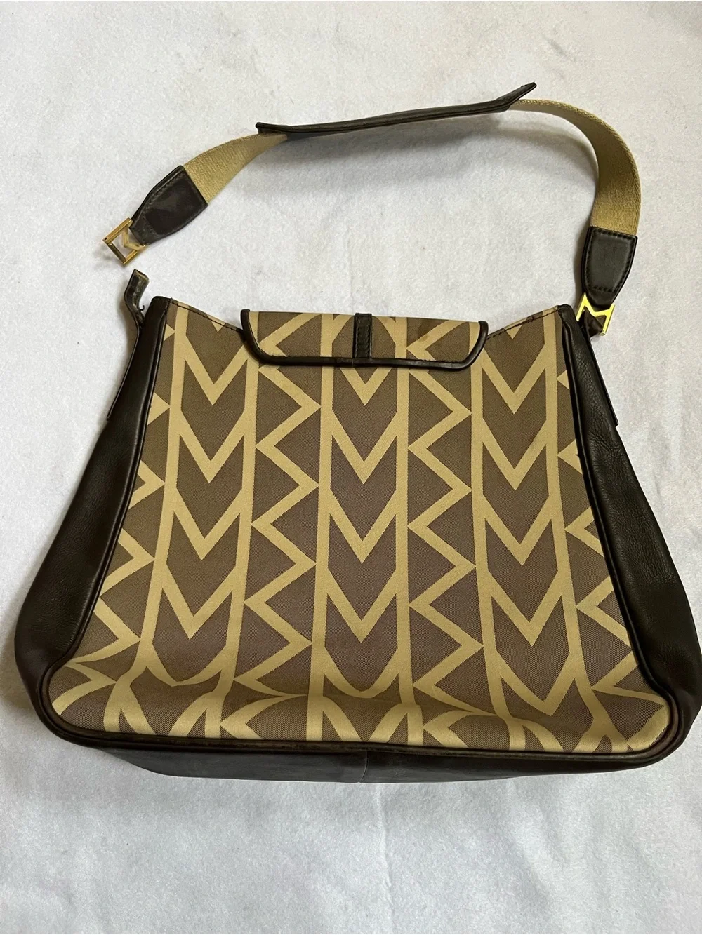 Vintage Michael Kors Brown & Tan MK Logo Messenger Bag